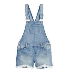 Girl’s SO jeans shorts Denim Lace-Trim Overalls